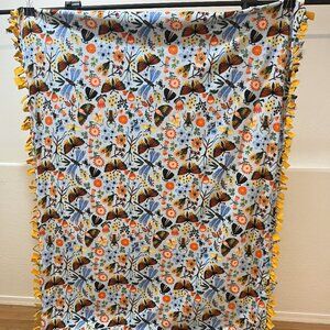 Multi-color Bug Floral Double-Sided Ex-Long Fleece Blanket #26 (50.5 W X 72in L)